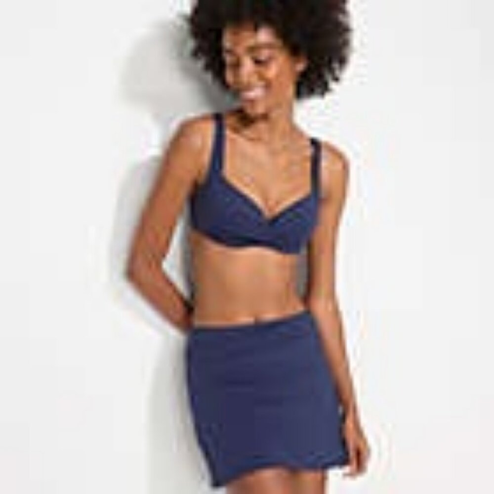 Lands End Womens 8 Blue Swim Skirt Nylon Spandex Travel Vacation Summer - Picture 8 of 11
